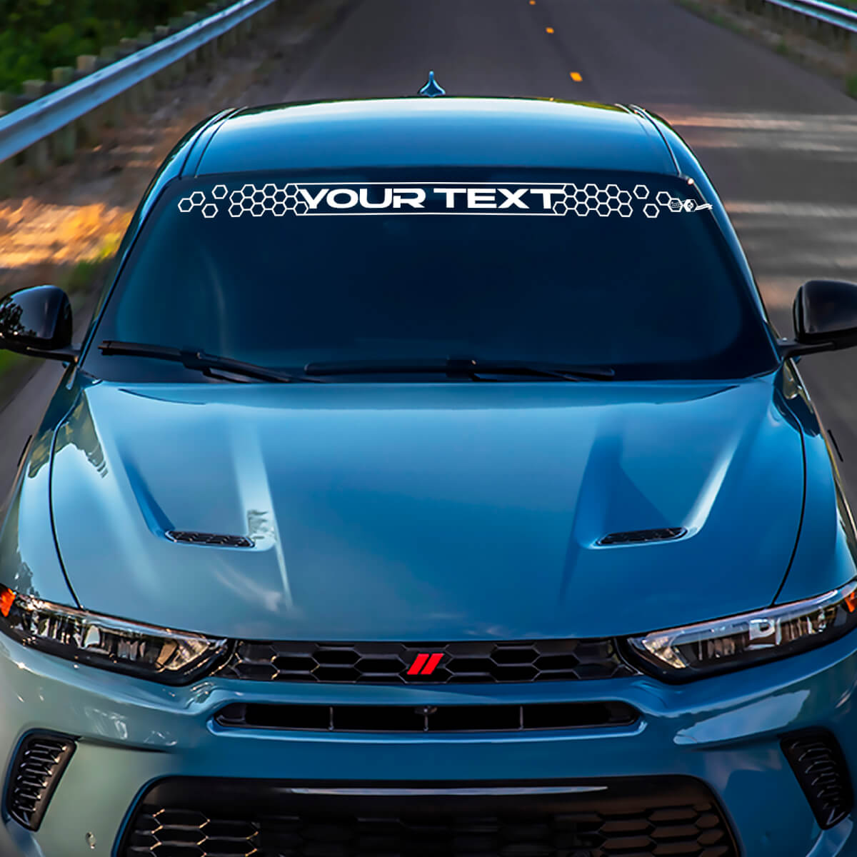 Custom Lettering Honeycomb Style Windshield Vinyl Decal for Dodge Hornet