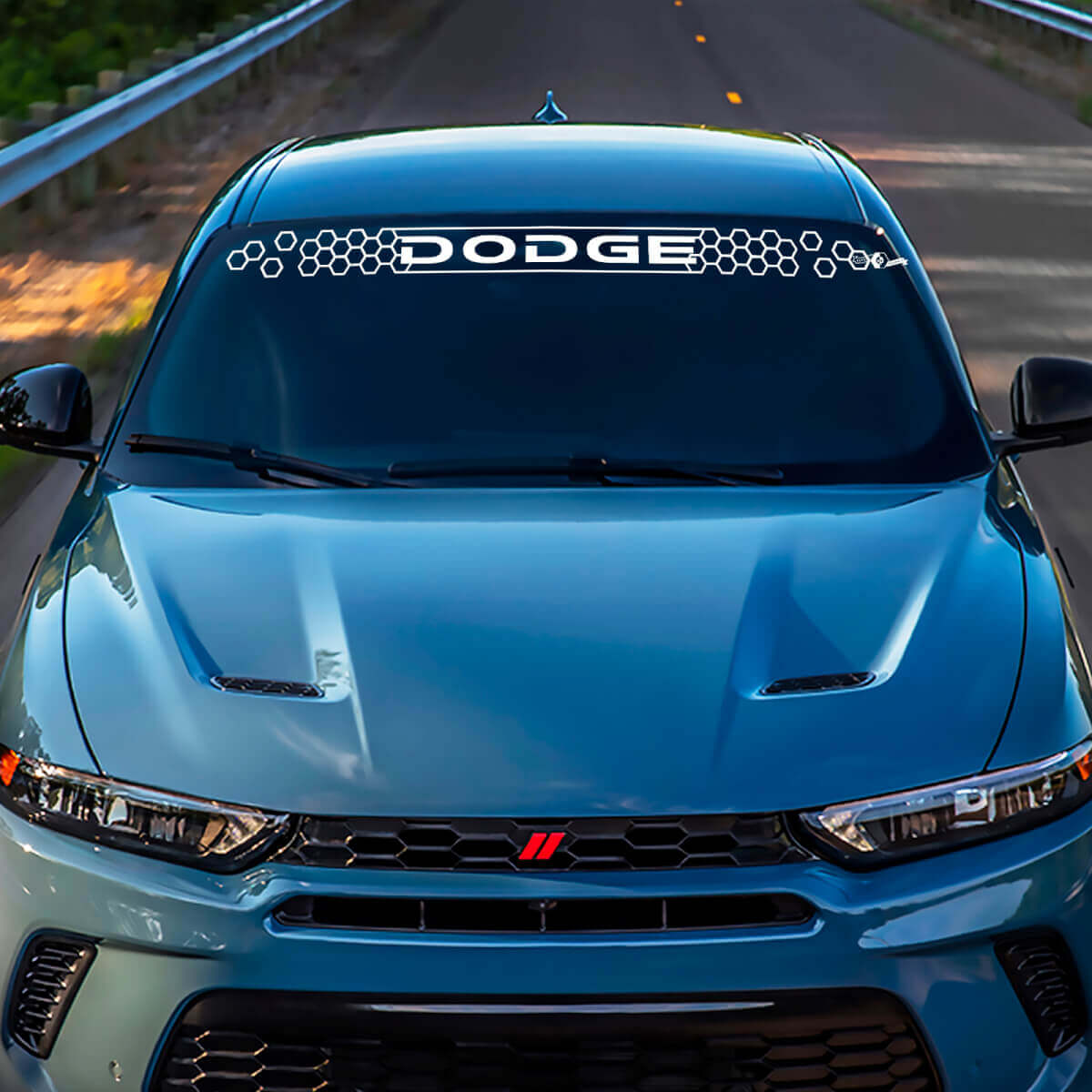 Windshield Honeycomb Banner Decal Sticker - Custom Vinyl Graphics fit to Dodge Hornet
