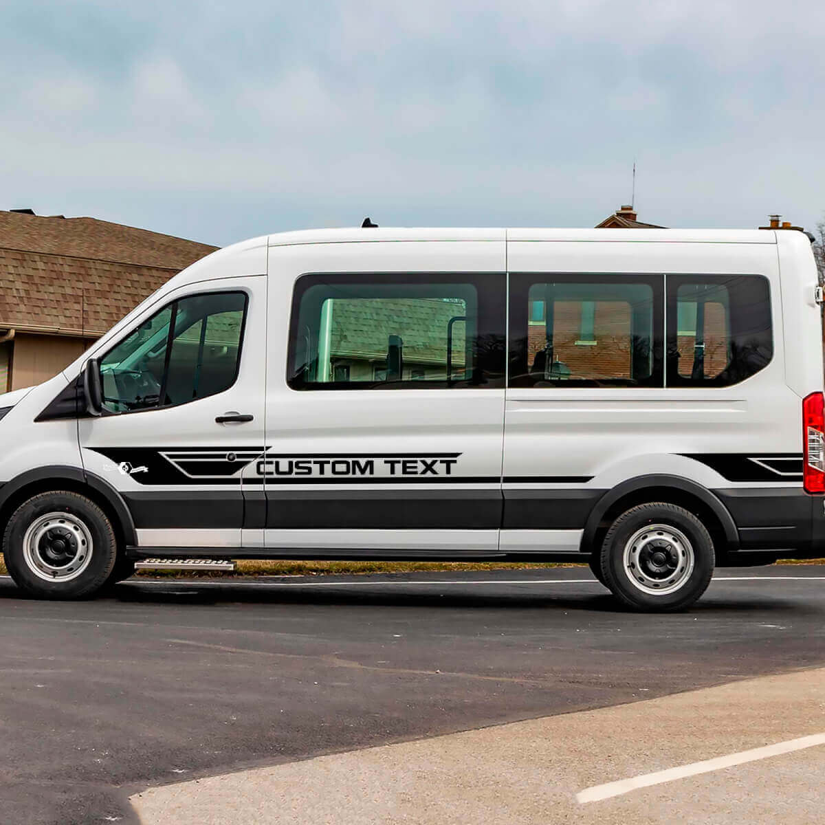 Custom Text Side Stripes Vinyl Decals 2 for Ford Transit