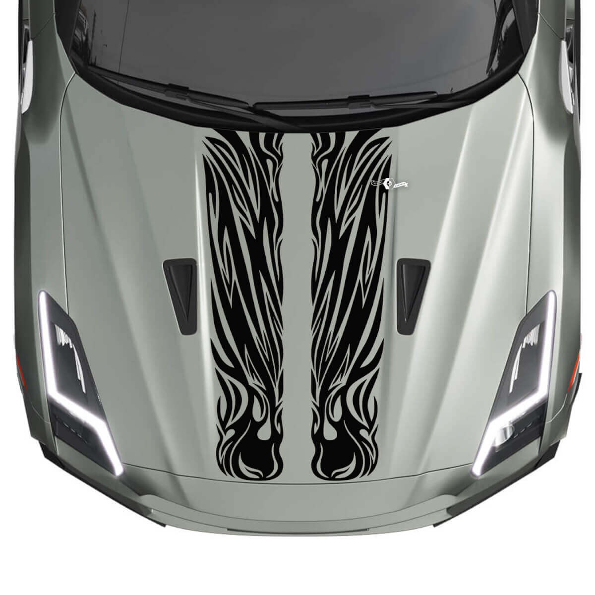 Hood Dual Tribal Graphics Stripes Decal Kit for Nissan GT-R 2
