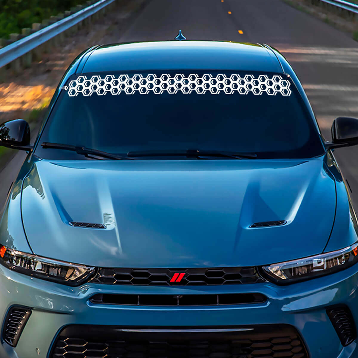Windshield Honeycomb Banner Decal Sticker - Custom Vinyl Graphics fit to Dodge Hornet 3
