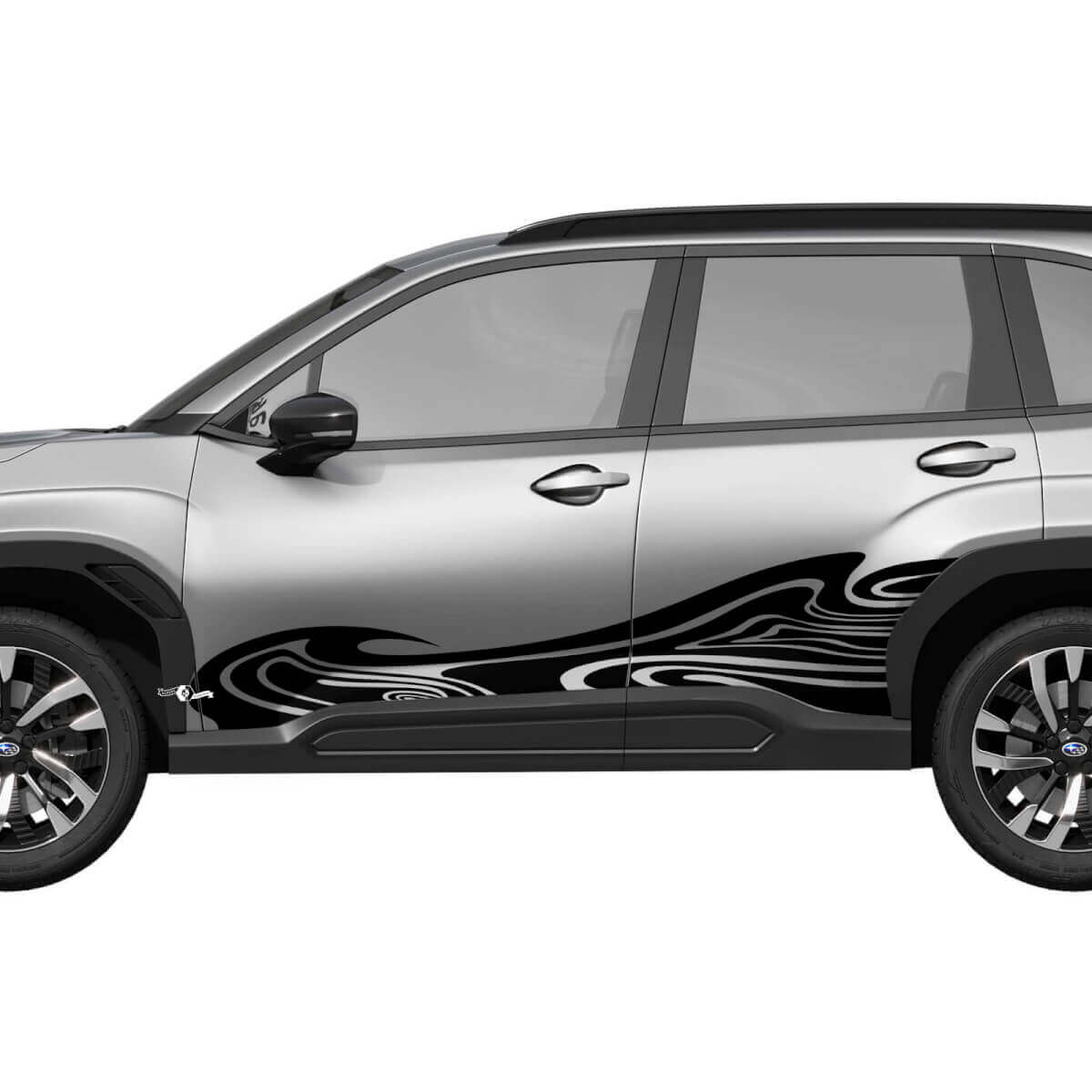 Side Doors Wave Racing Stripes Vinyl Decal - Graphic Sticker universal fit Suba Forester 1
