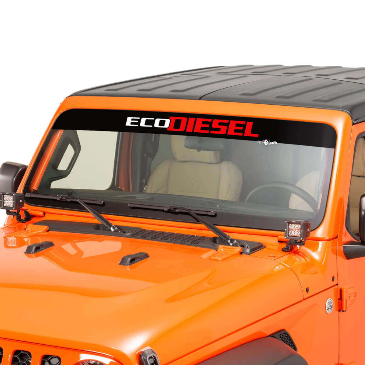 EcoDiesel Lettering Banner Windshield Graphic Vinyl Decal Sticker for Jeep Wrangler