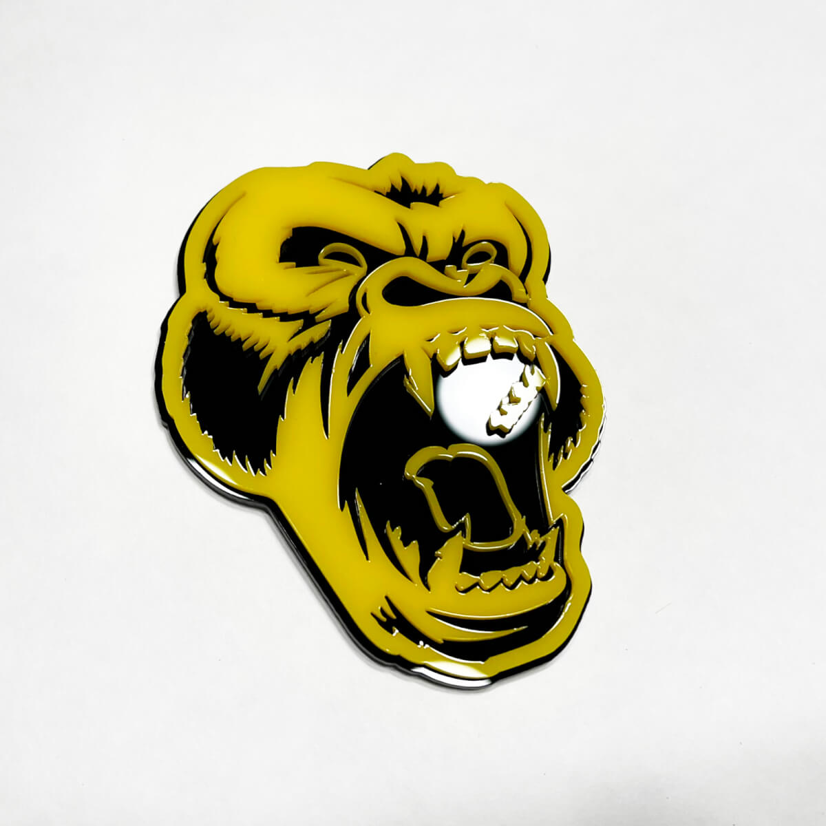Custom 3D Badge Angry Gorilla Fender Tailgate Front Grille Badges Emblem Black and Yellow
