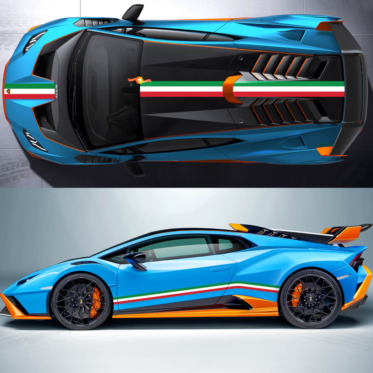 Pair Lamborghini Urus 2021 2022 2023 Italian Flag Side Hood Roof Lines Stripes Vinyl Decal Sticker Graphics
