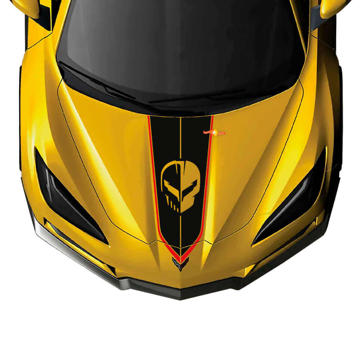 Jake Skull Hood Stripe Vinyl Decal For Chevy Corvette C8 