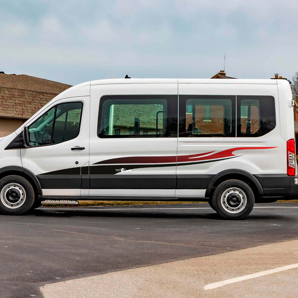 Flame Gradient Side Door Stripes Graphics Vinyl Decal Sticker for Ford Transit