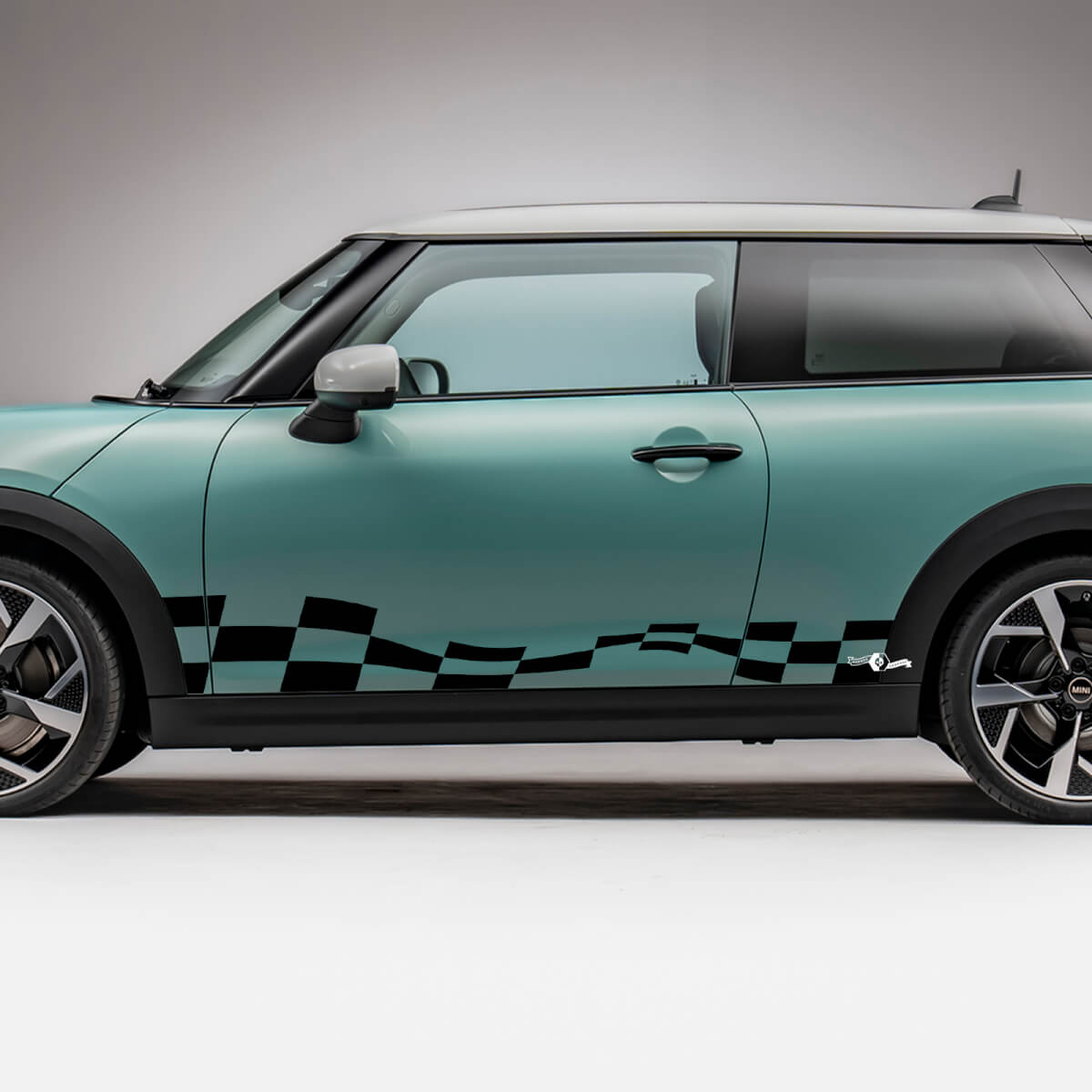 Side Racing Checkered stripes graphics decal for Mini Cooper S 2
