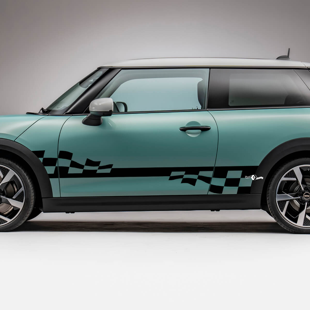 Side Racing Checkered stripes graphics decal for Mini Cooper S 3
