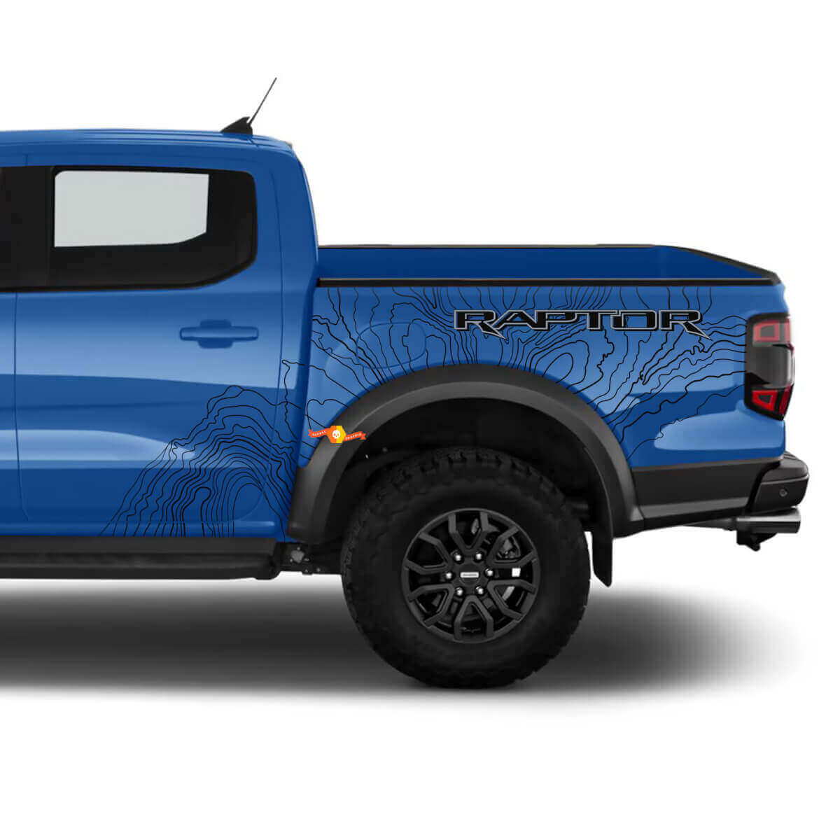 Topographic Map Graphics Side Vinyl Decal Kit for Musclecar Truck