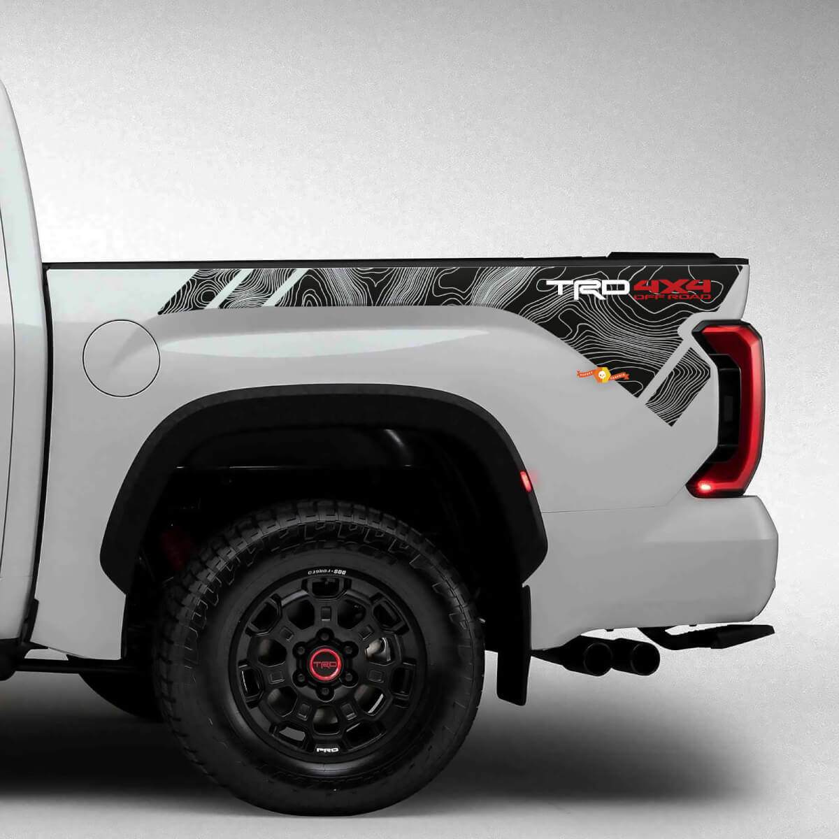 TRD Style Topographic Map Bedside Vinyl Decals for Toyota Tundra