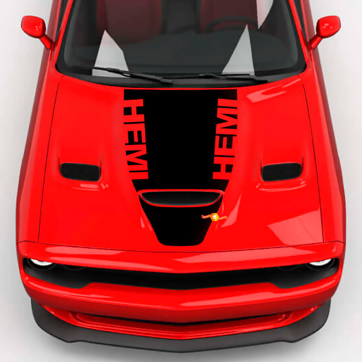 Hemi Wrap Central Bonnet Blackout Vinyl Decal Sticker for Dodge Challenger