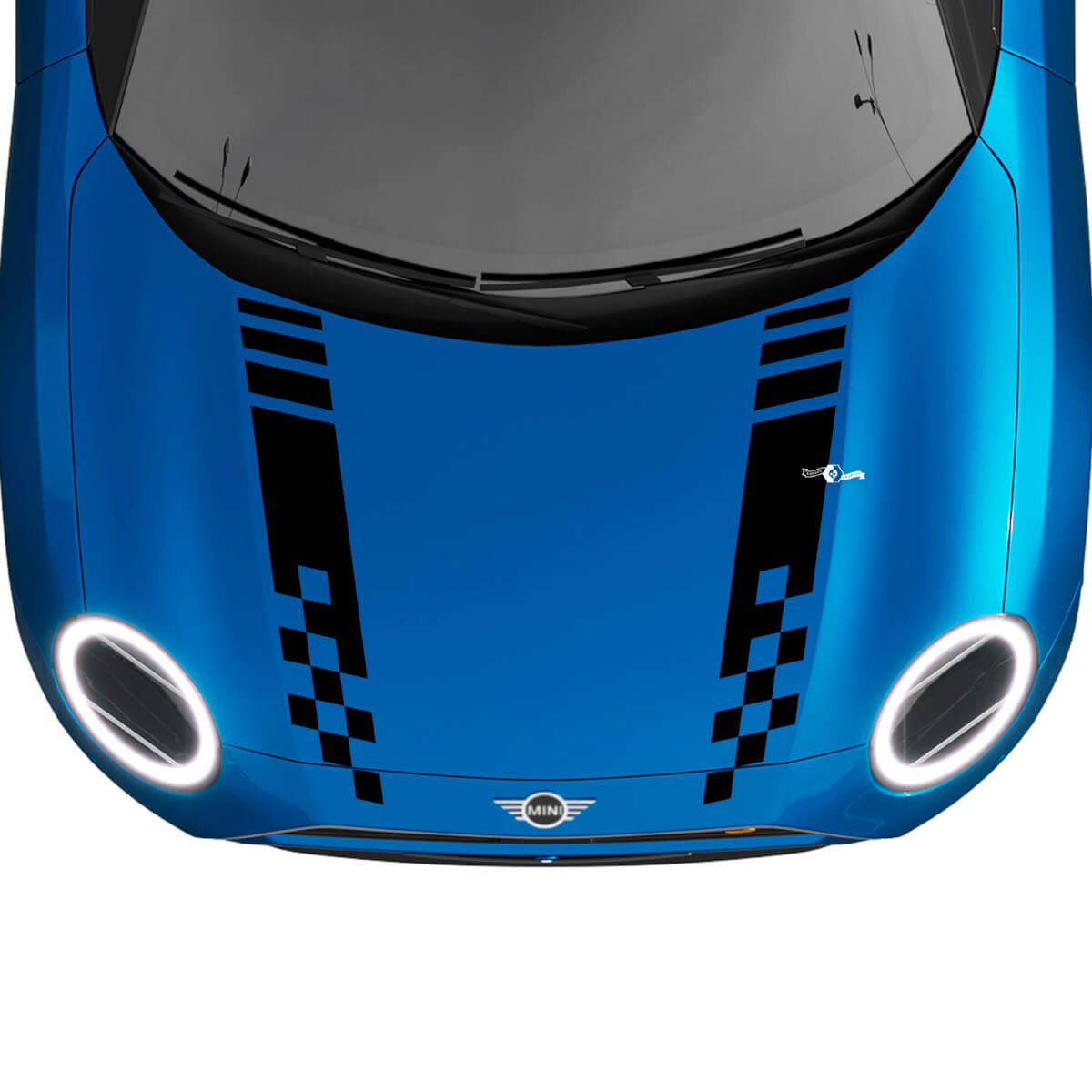 Hood Checkered Racing Stripes Rally Decal graphics sticker for MINI Cooper S
