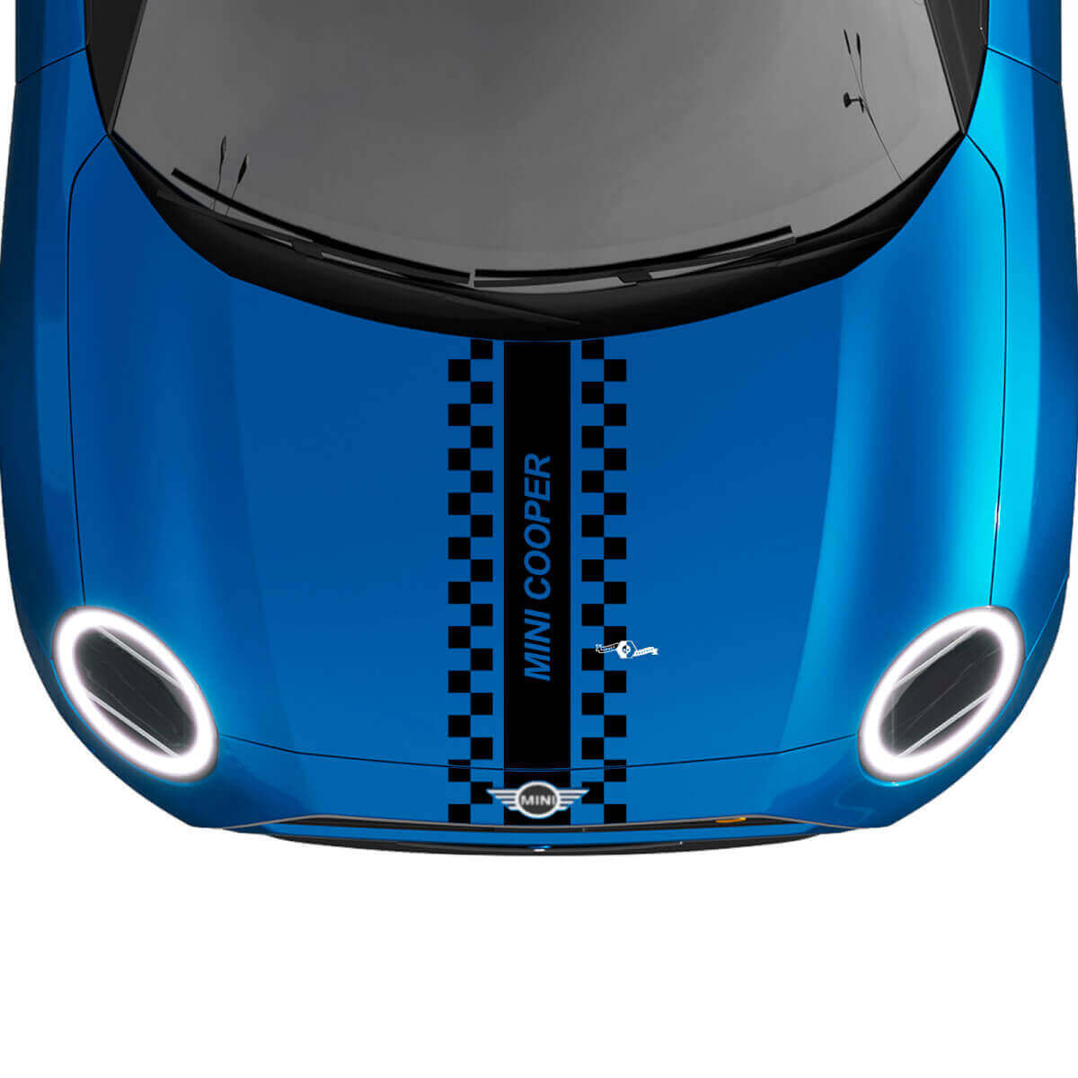 Hood Checkered Racing Central Stripe Rally Decal graphics sticker for MINI Cooper S
