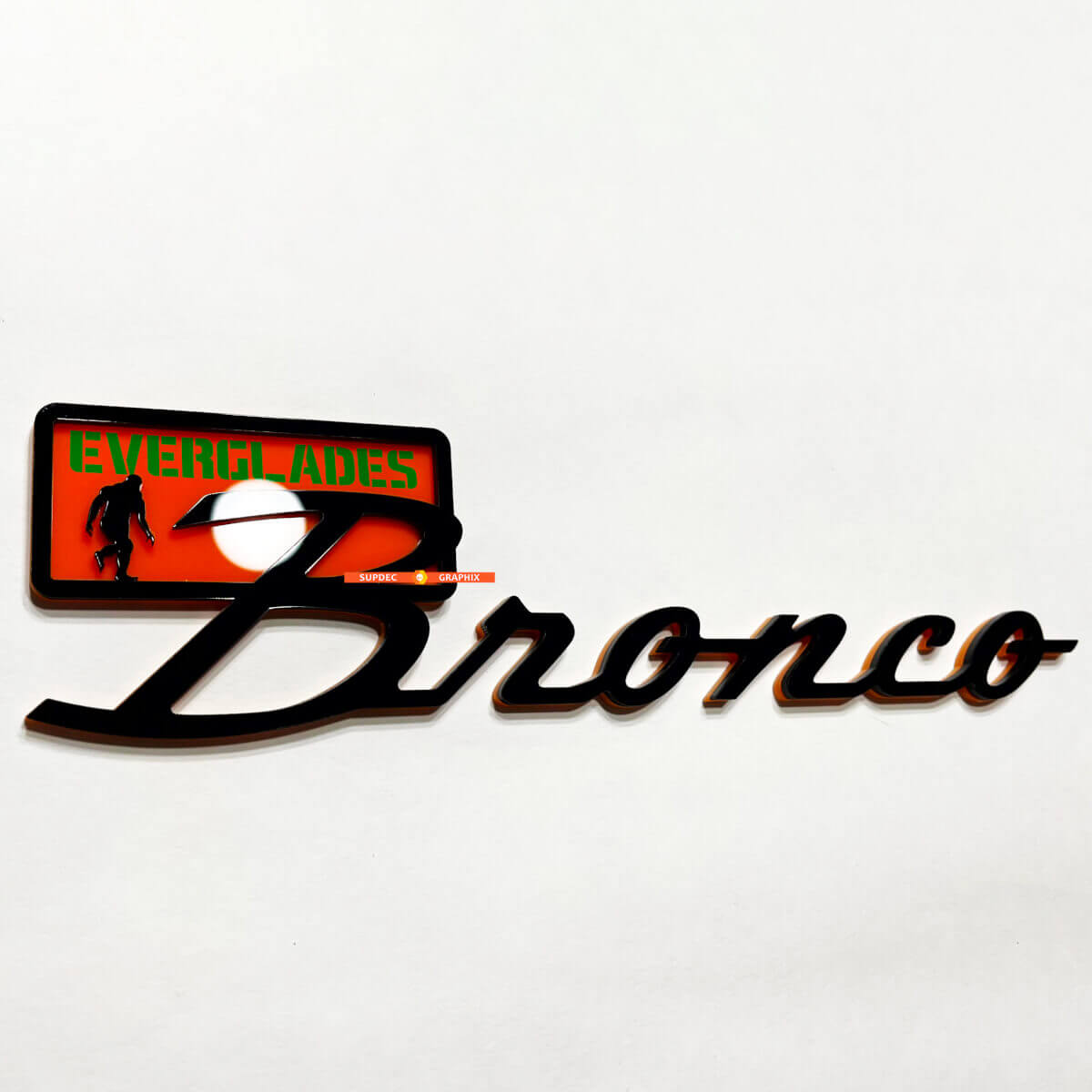 Bronco Everglades Fender Badges Tailgate Emblem 3D Badge Black vs Orange
