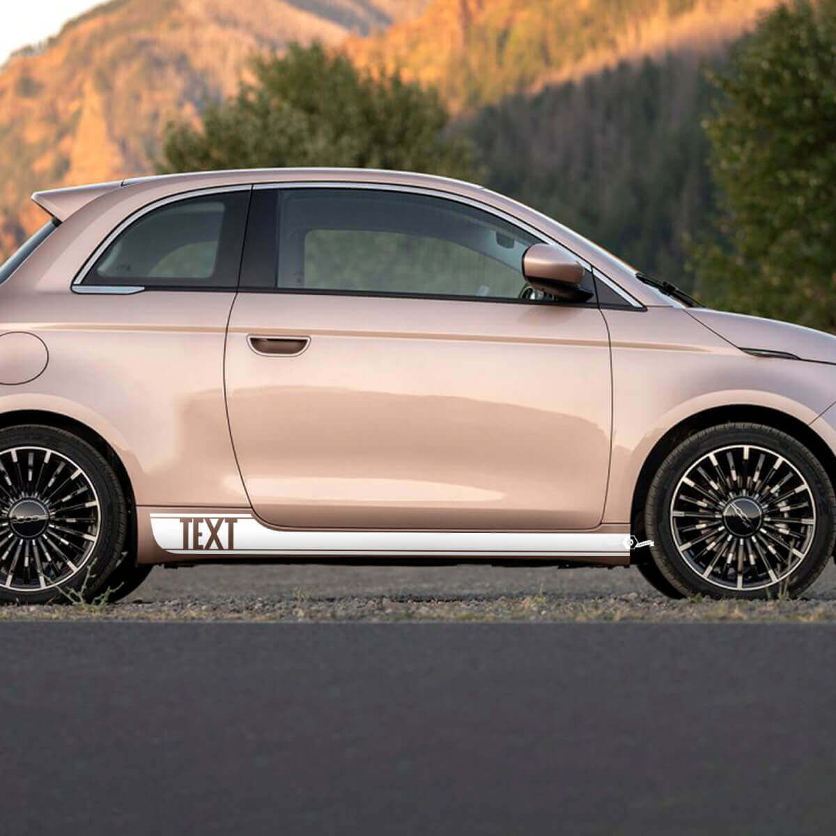 Custom Text Rocker Panel Stripe Decal side Graphics stripes for Fiat 500