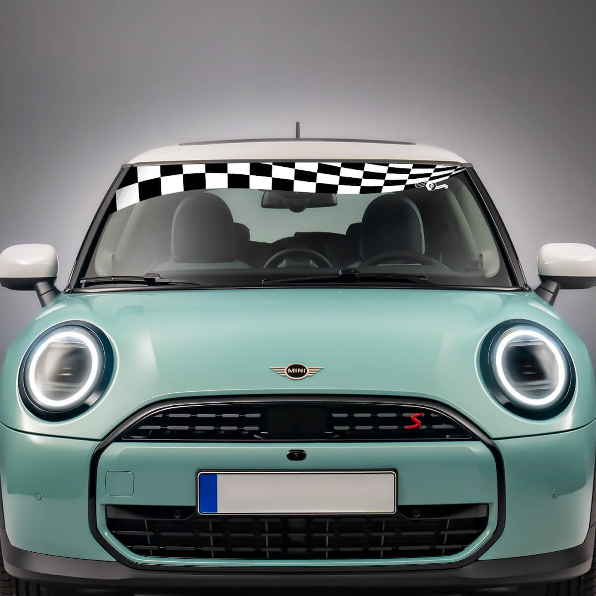 Windshield Checkered Flag Stripe Vinyl graphics decal Sticker for Mini Cooper S

