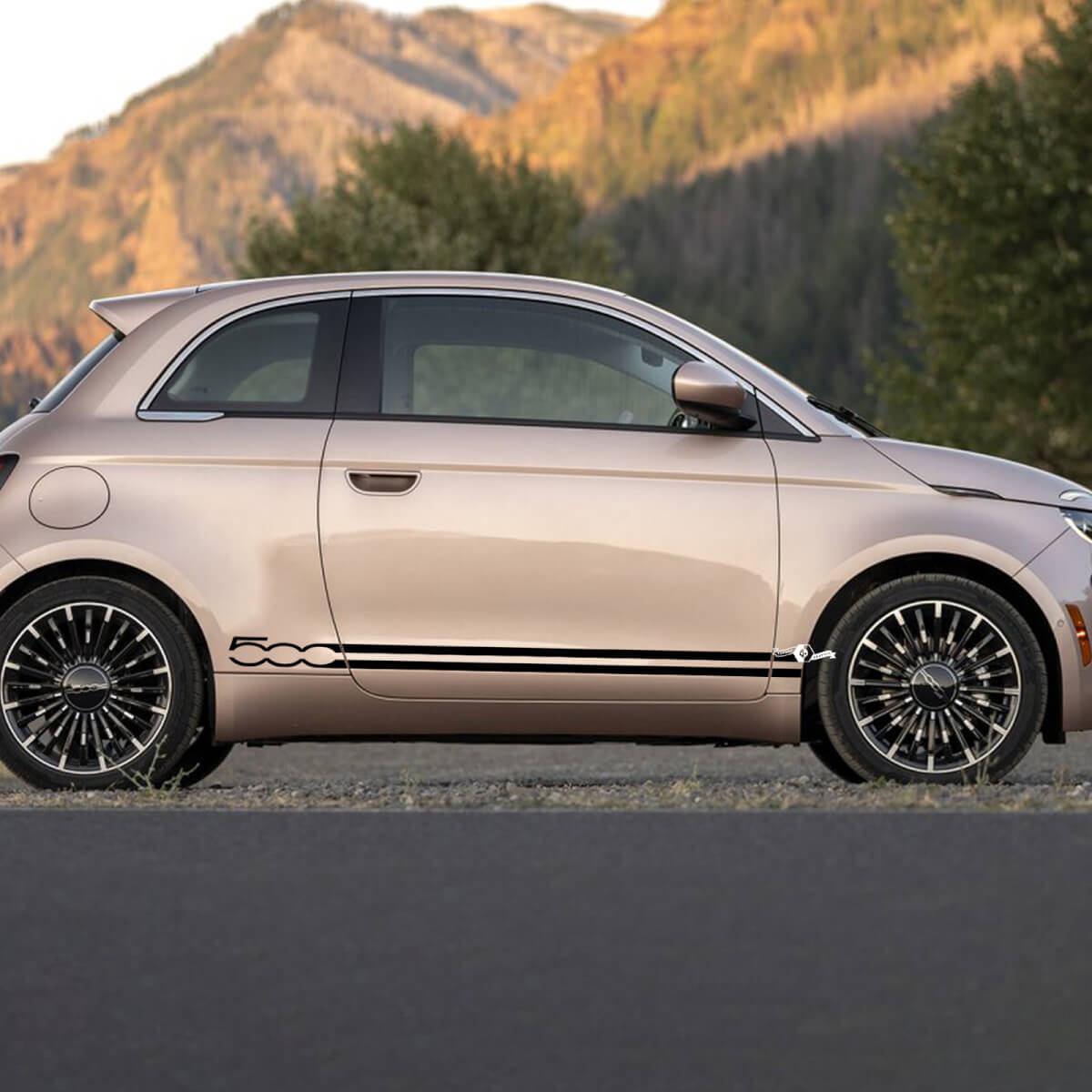Rocker Panel Doors Decal Double Stripe side Graphics stripes for Fiat 500
