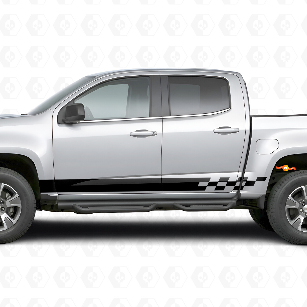 Checkered Lightning Door & Rocker Panel Vinyl Stripes for Chevrolet Colorado 2nd Gen 2015-2022