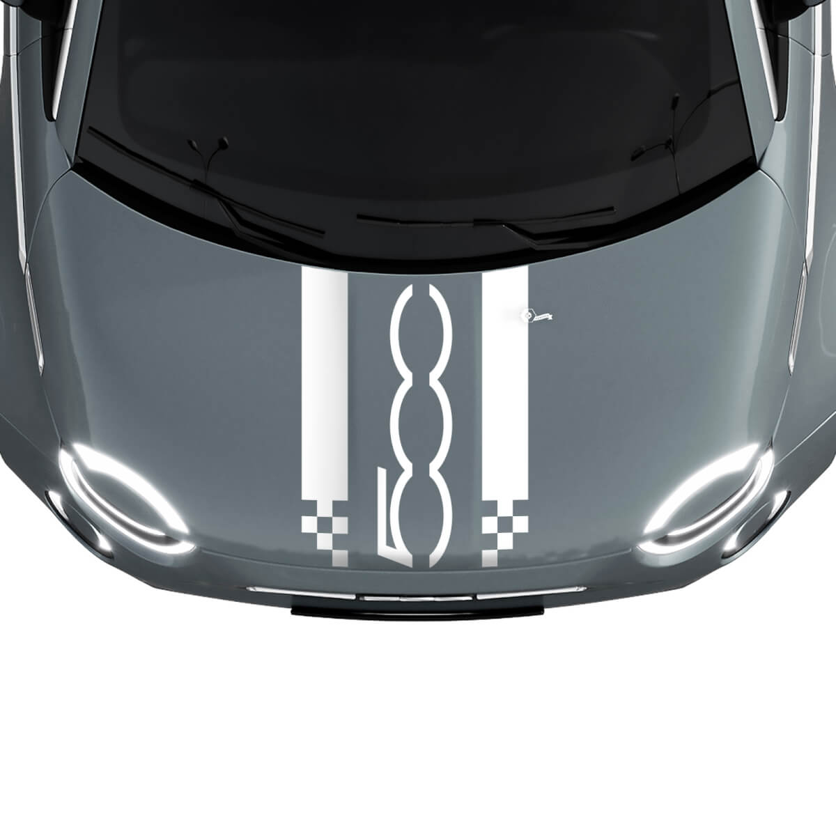 500 Hood Dual Racing Checkered Stripe Decal Sticker Graphics for Fiat 500
