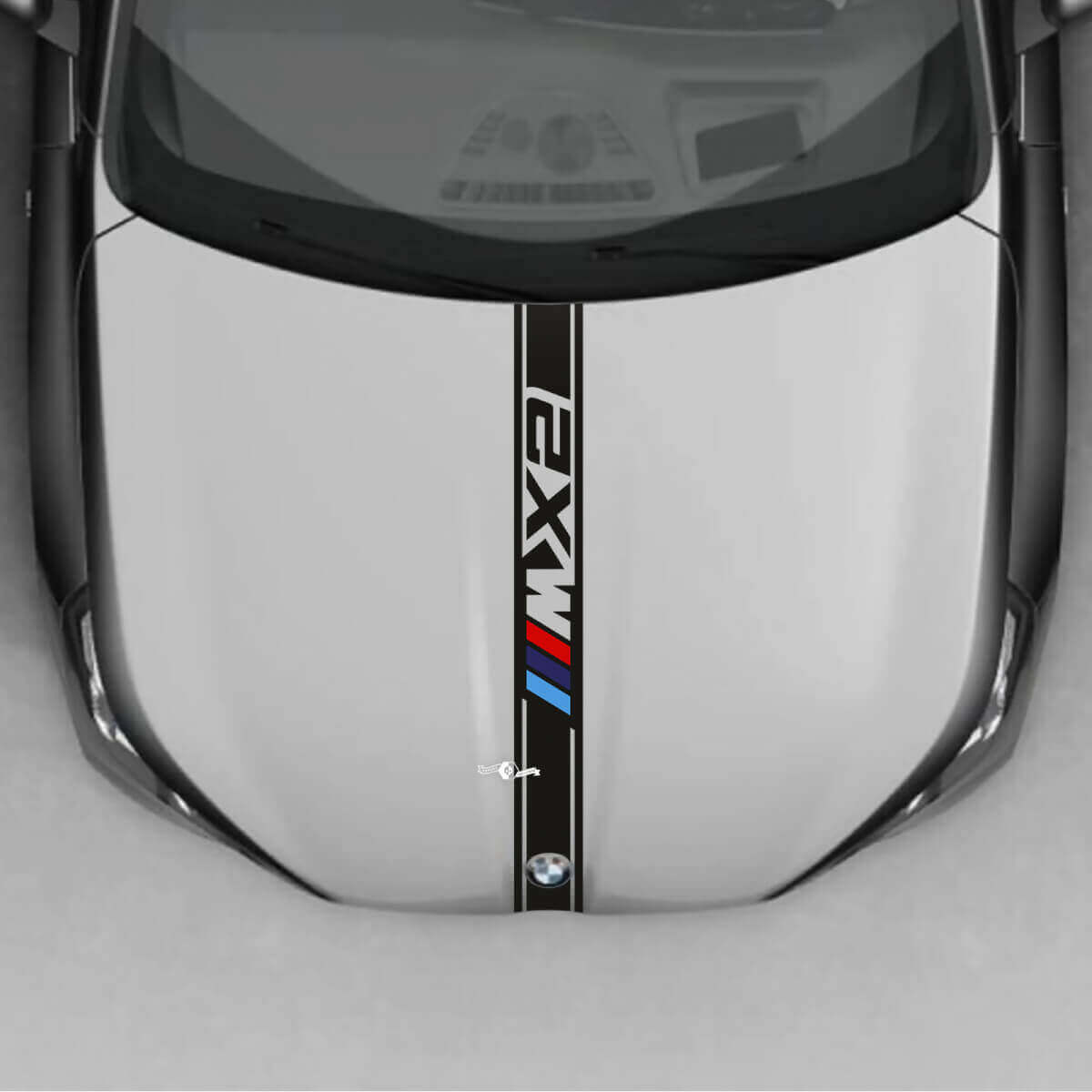 BMW X2 U10 Hood Checkered Stripe Decal - Vinyl M Performance
