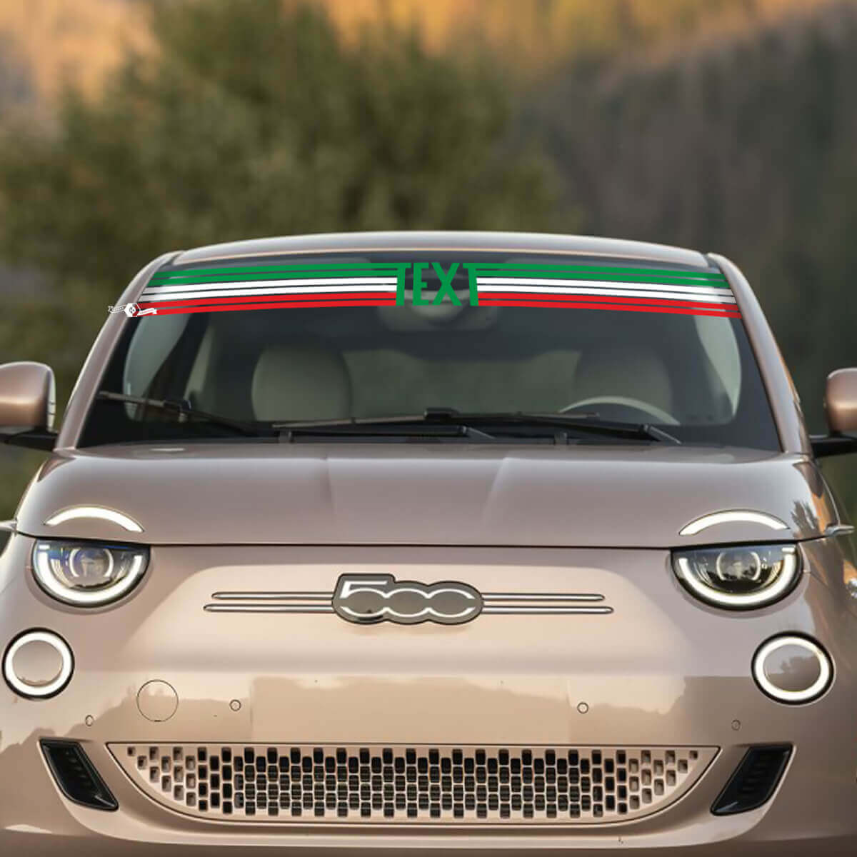 Personnalisé Texte Avant Autocollant Drapeau d’Italie Pare-brise pour Fiat 500