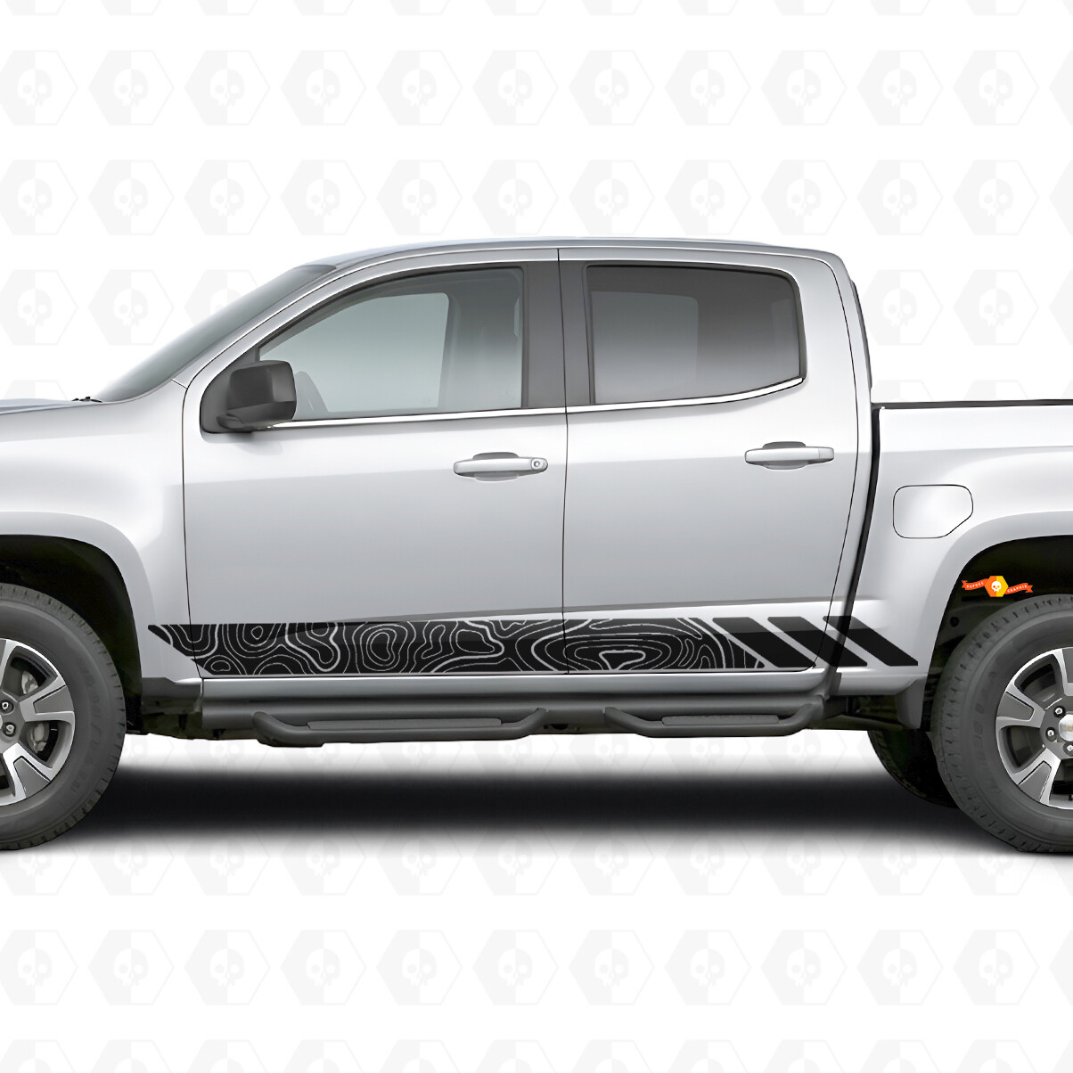 Topographic Contour Door & Rocker Panel Vinyl Stripes for Chevrolet Colorado 2nd Gen 2015-2022