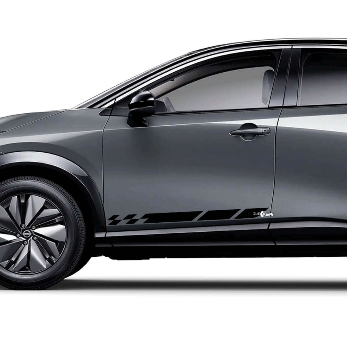 Sides Universal Checkered Stripes Racing Graphics Decal Kit for Nissan ARIYA
