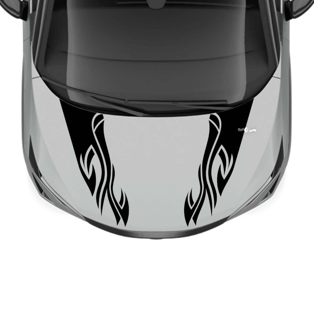 Hood Dual Flame Tribal Stripe Racing Graphics Decal for Nissan ARIYA
