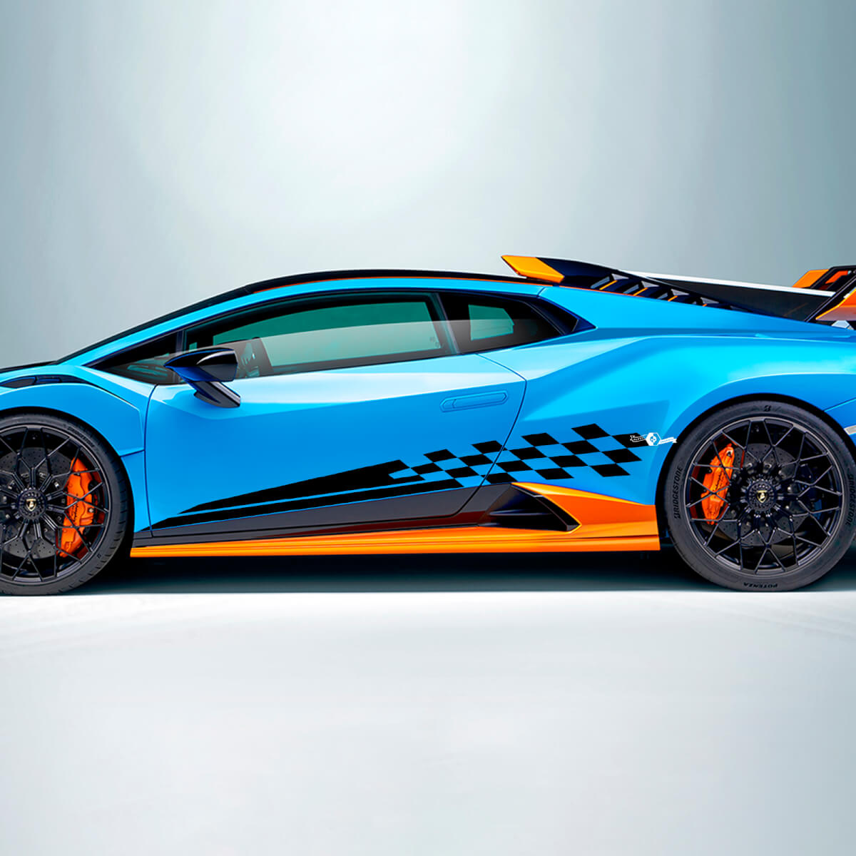 Checkered Stripe Flag Side Vinyl Decal Sticker Graphics for Lamborghini STO
