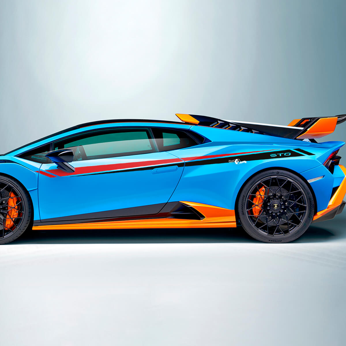 Two colours Stripes Side Vinyl Decal Sticker Graphics for Lamborghini STO
