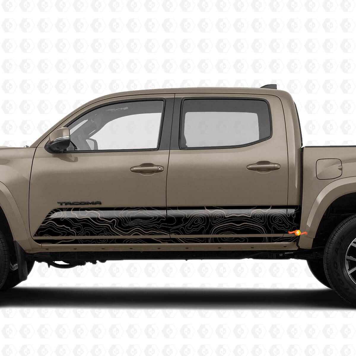 Side Stripes Topographic Map on Rocker Panel Vinyl Sticker Decal fit to Toyota Tacoma
