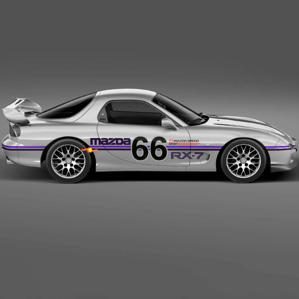 Kit complet de bandes latérales de capot 66 - Autocollant en vinyle personnalisé pour Mazda RX-7 Sport
