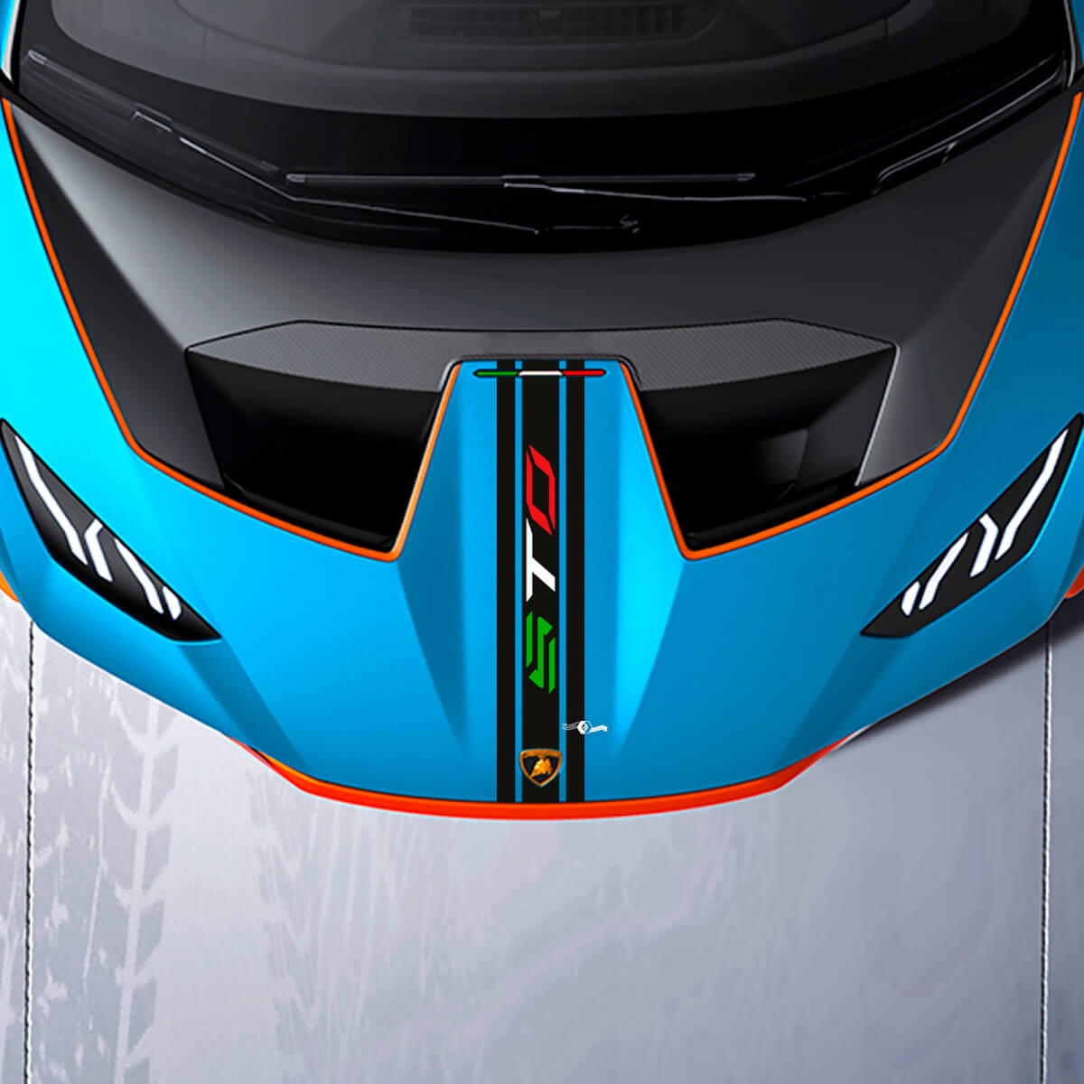 Hood Central Stripe STO logo Racing Vinyl Decal Sticker Graphics for Lamborghini STO
