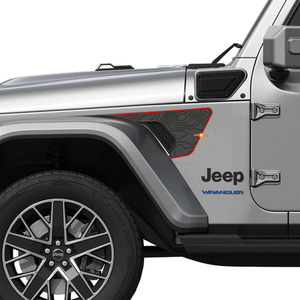 Topographic Map Style Vent Fender Vinyl Decal Sticker for Jeep Wrangler