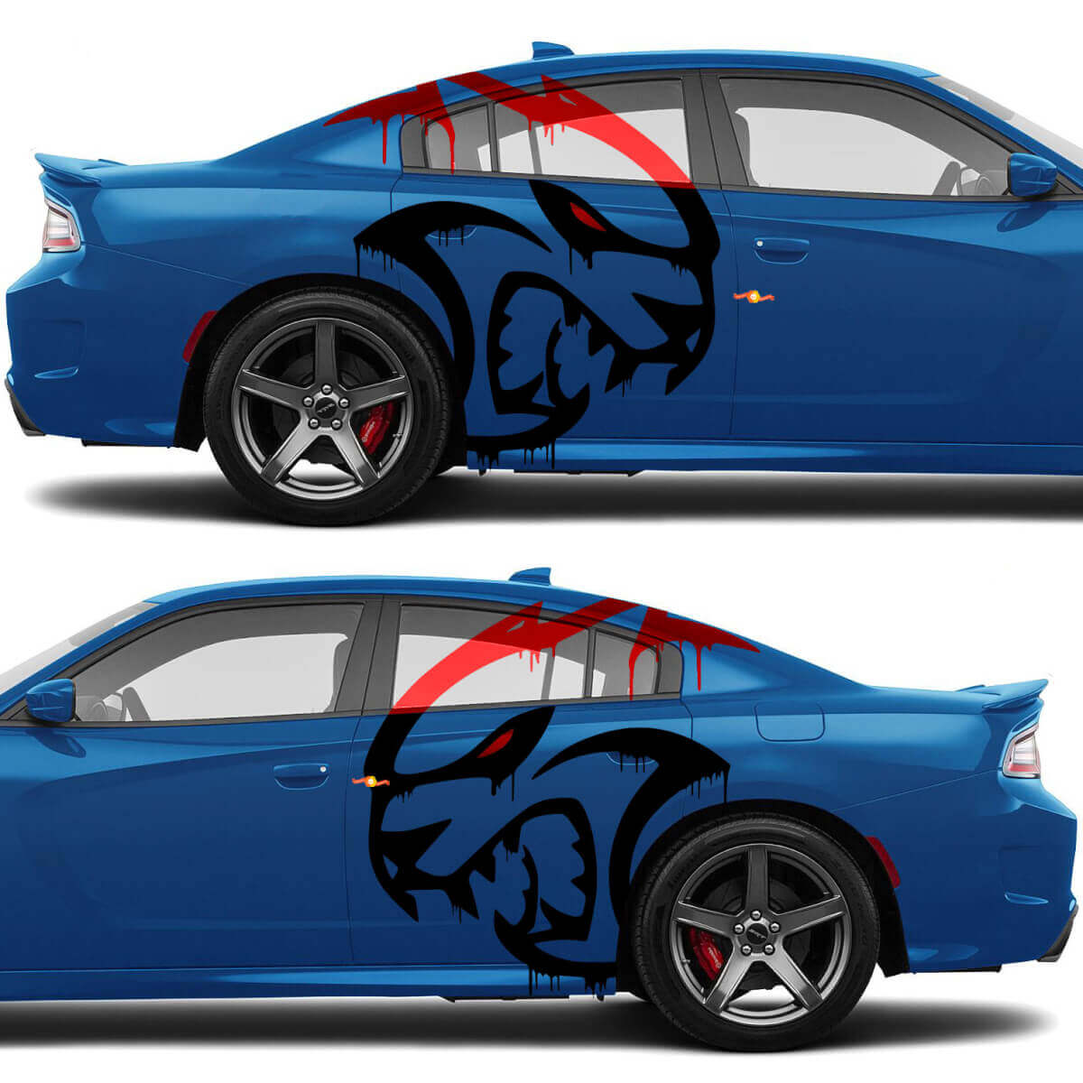 Blood Hellcat Side Vinyl Decal Kit for Dodge Challenger or Charger