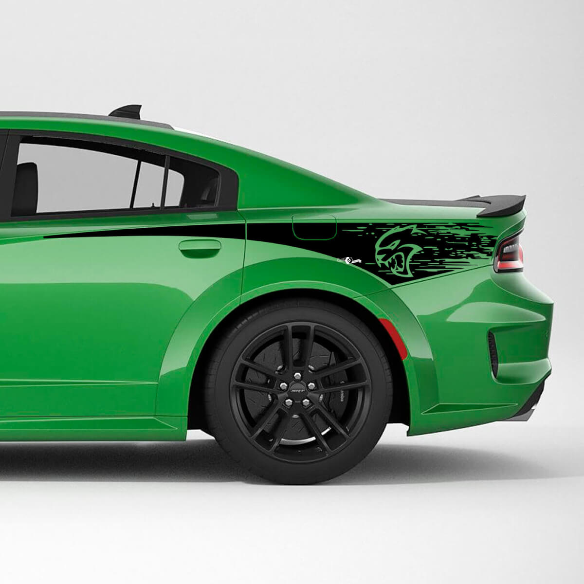 Hellcat Distressed Rear Quarter Side Stripe Vinyl Decal Sticker for Dodge Charger
