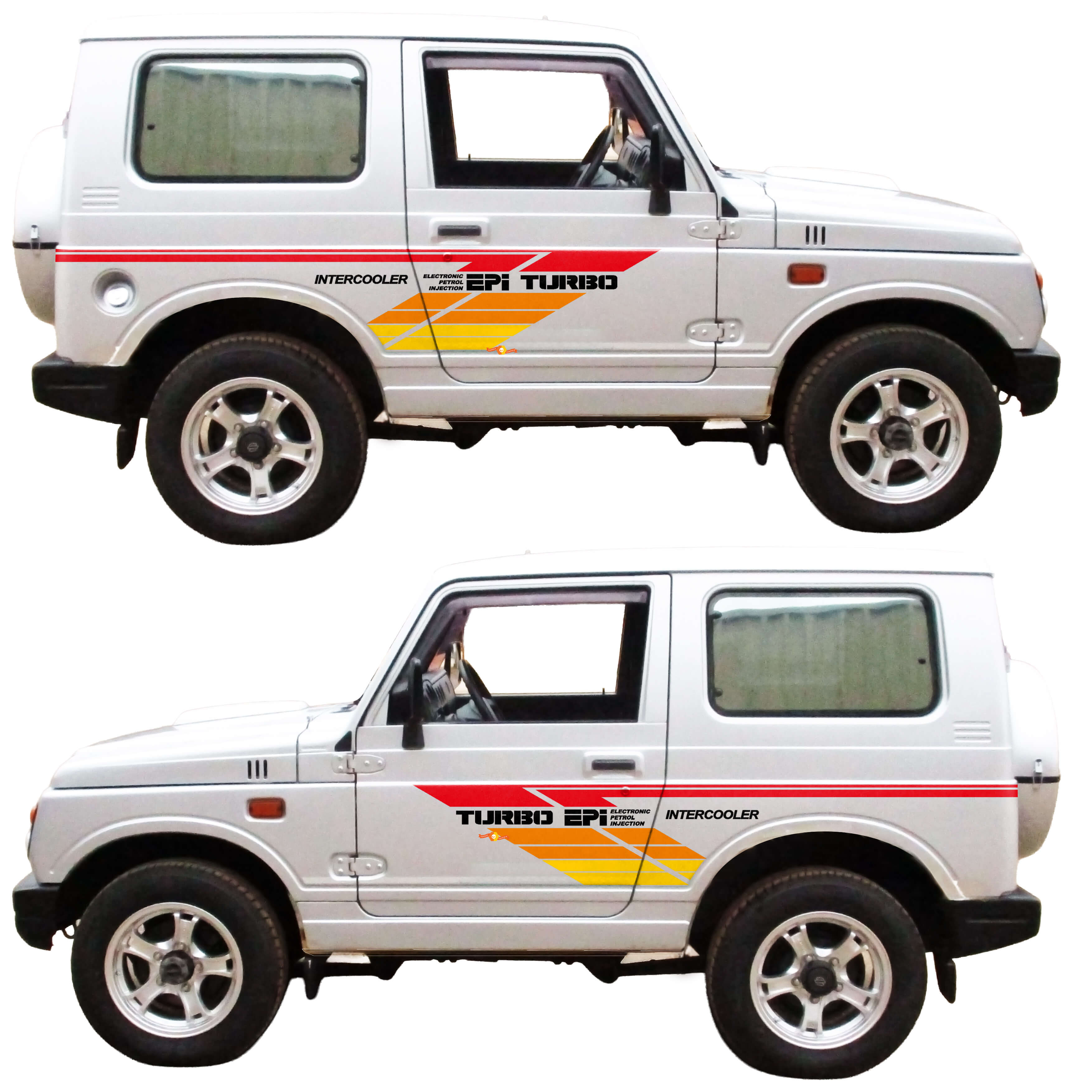 Turbo EPI Intercooler Vintage Retro Stripes Doors decal sticker graphics for Suzuki JIMNY Ja22w
