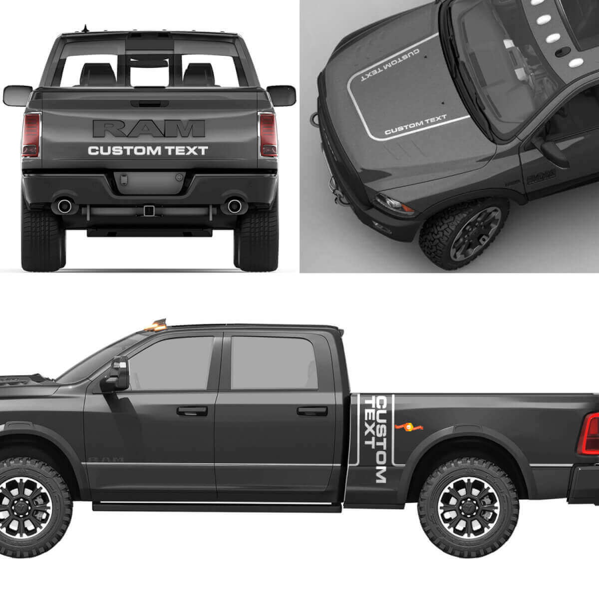 Custom Lettering Full Kit Vinyl Decals for Dodge Ram Power Wagon