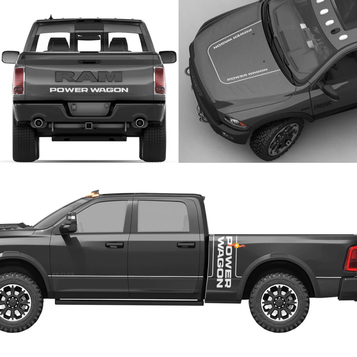 Full Kit Power Wagon Graphic Side Sticker Decal stripes for Dodge Ram 1500
