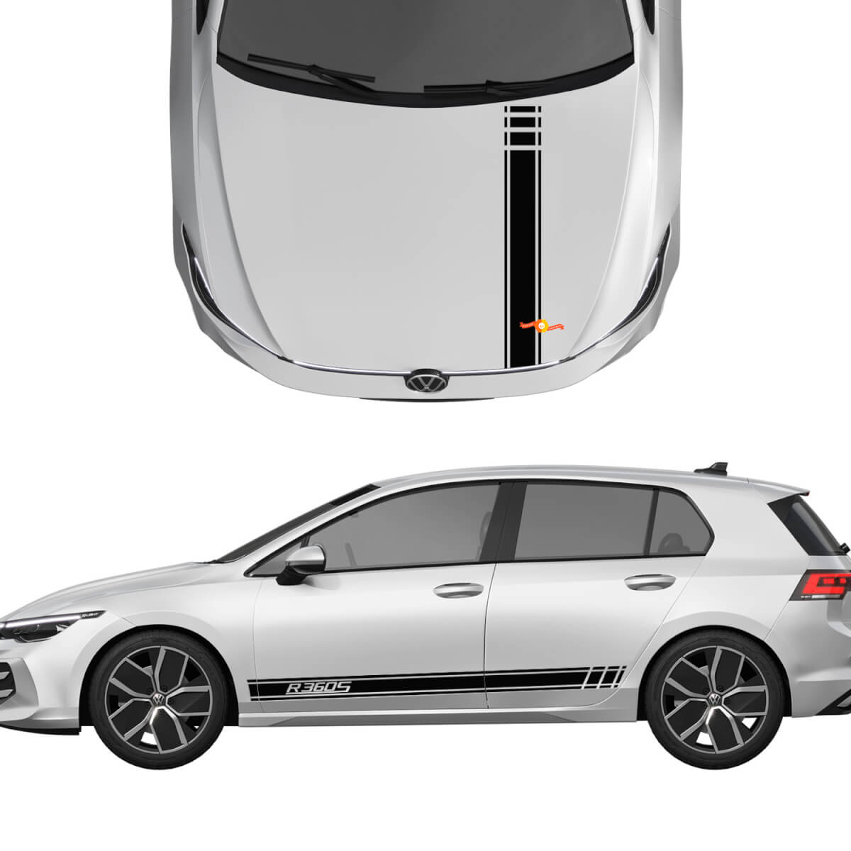 Decal Stripes Side Door and Hood racing design kit For Volkswagen Golf-R360S
