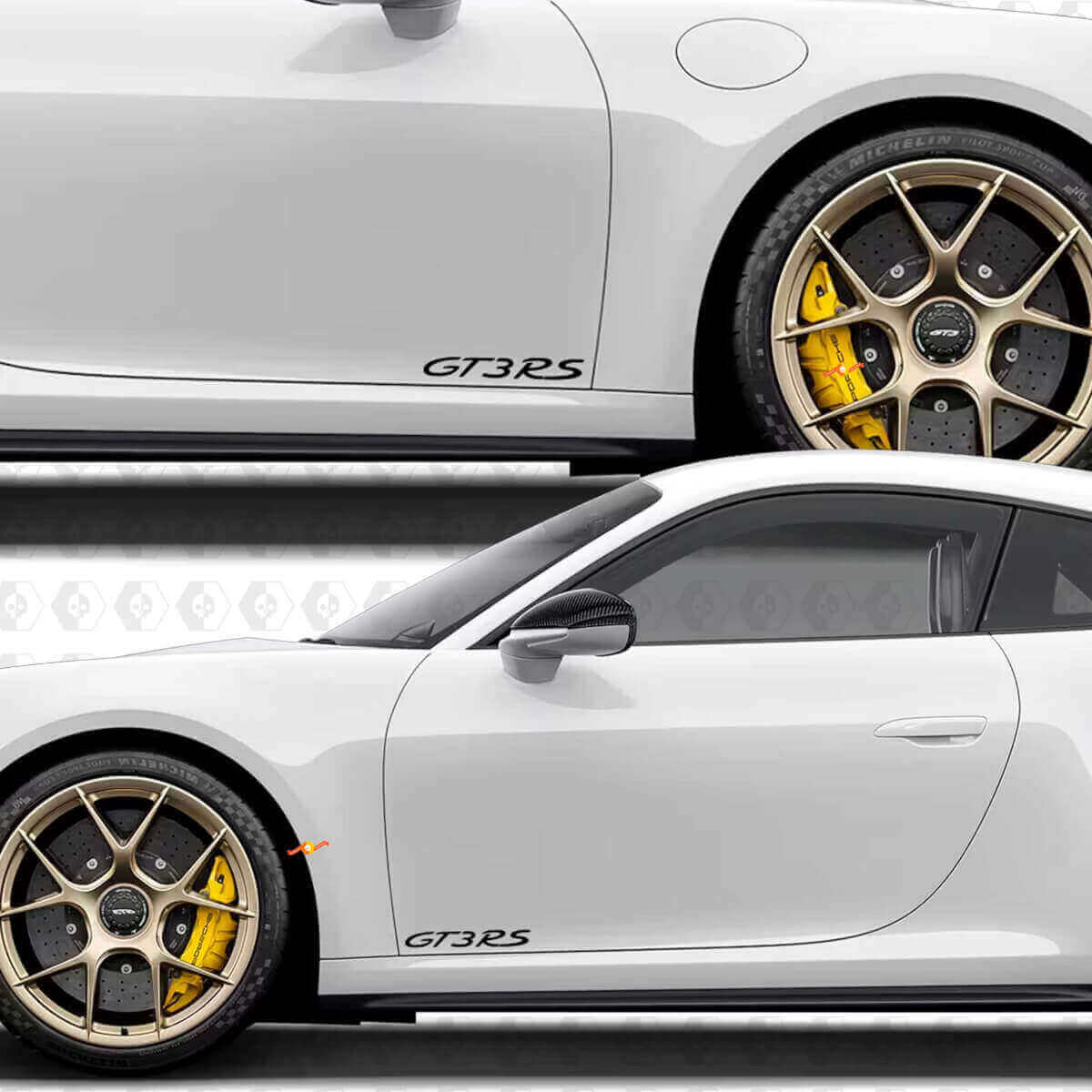 GT3 RS Side and Rear Vinyl Decal Set for Porsche 911 GT3 RS