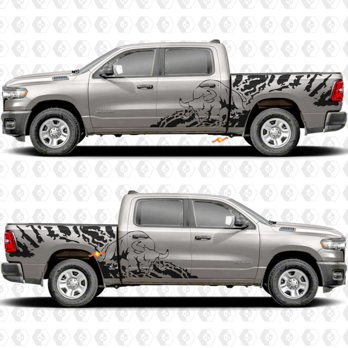 Bull Splash Side Doors Stickers Decals Graphics for Dodge RAM 1500 2500 3500