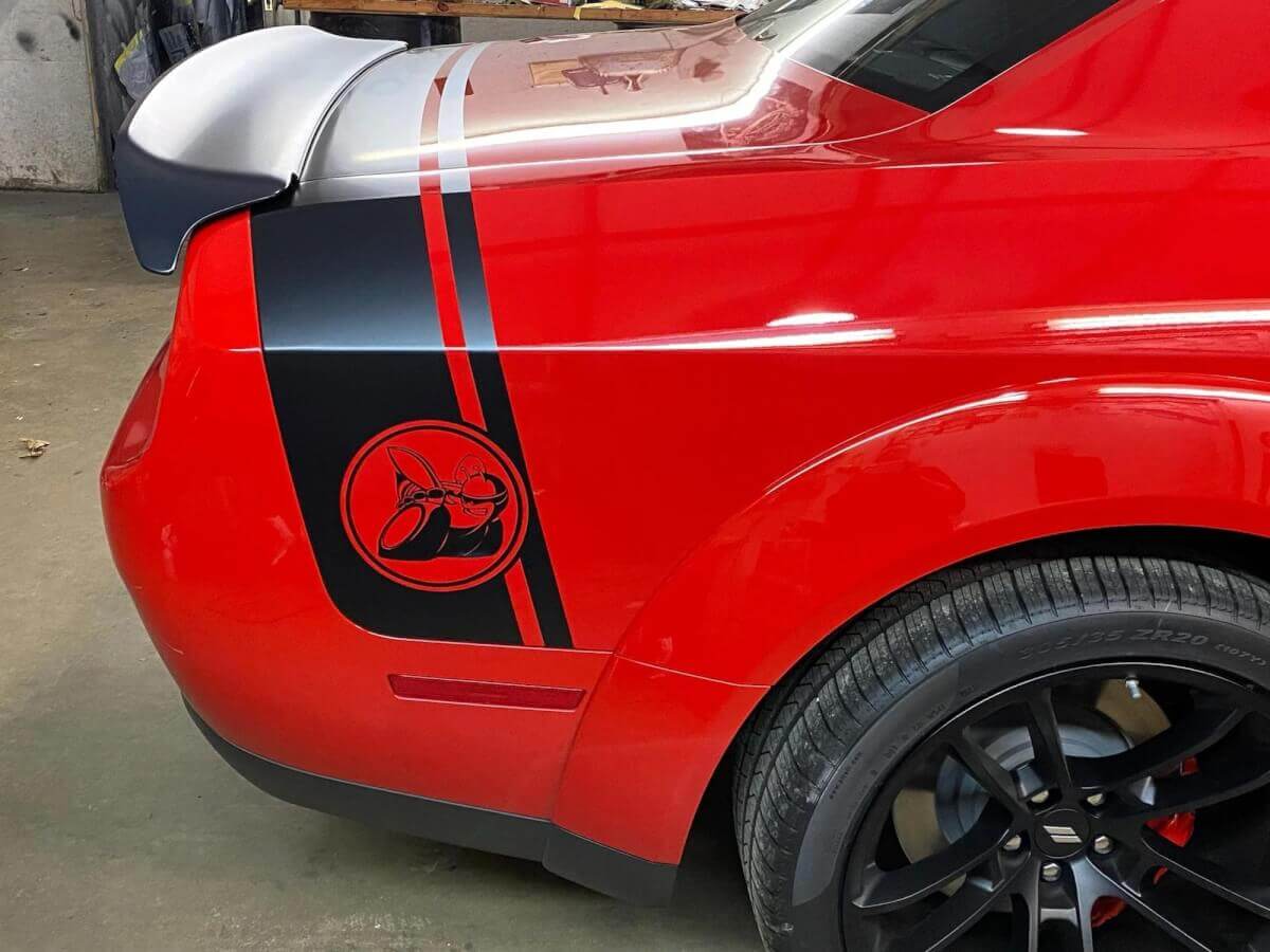 Scat Pack Style Rear Trunklid Stripes Vinyl Decal Kit for Dodge Challenger
