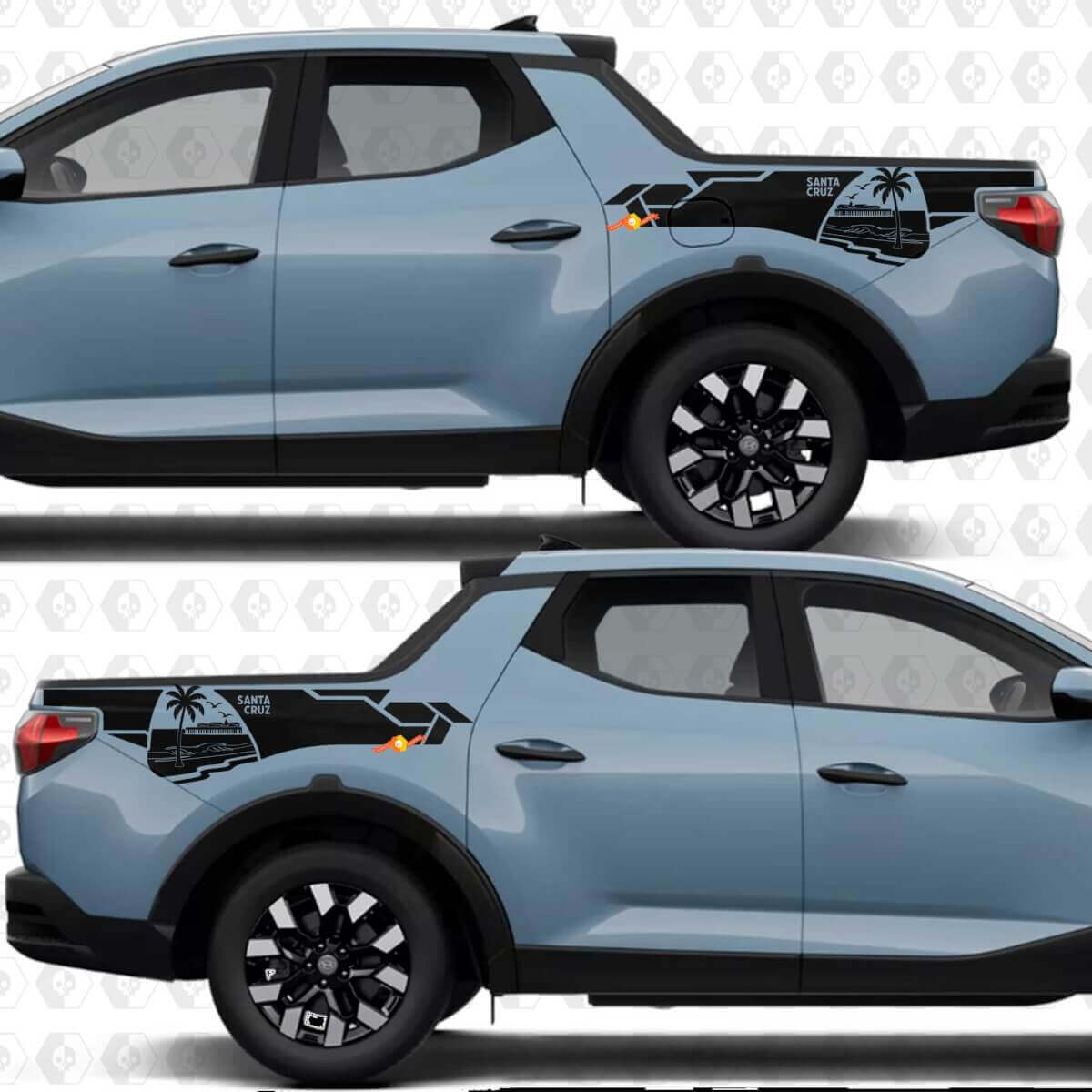 Beach Palm Bedside Vinyl Decal Set for Hyundai Santa Cruz