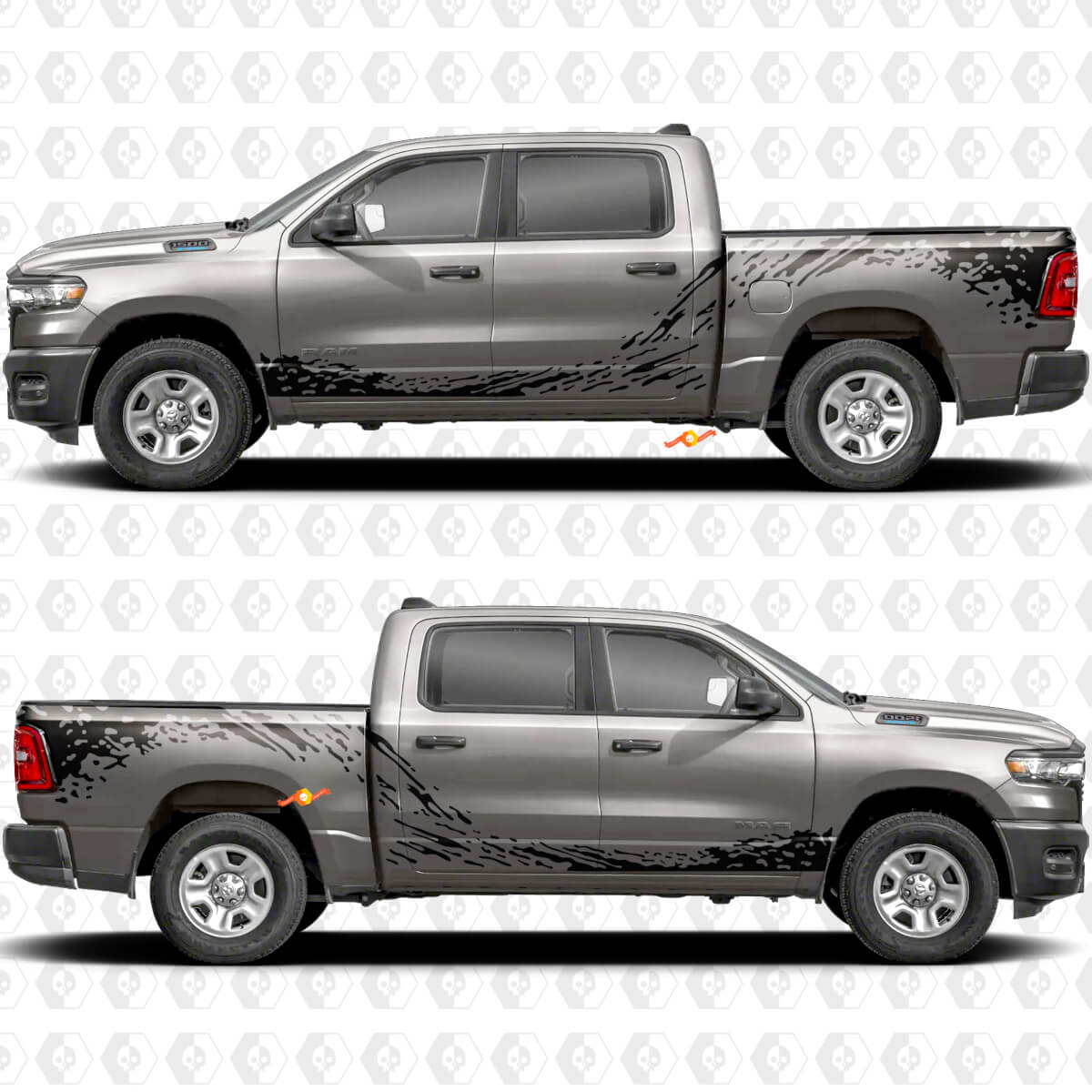 Mud Splash Side Doors Bedside Stickers Decals Graphics for Dodge RAM 1500