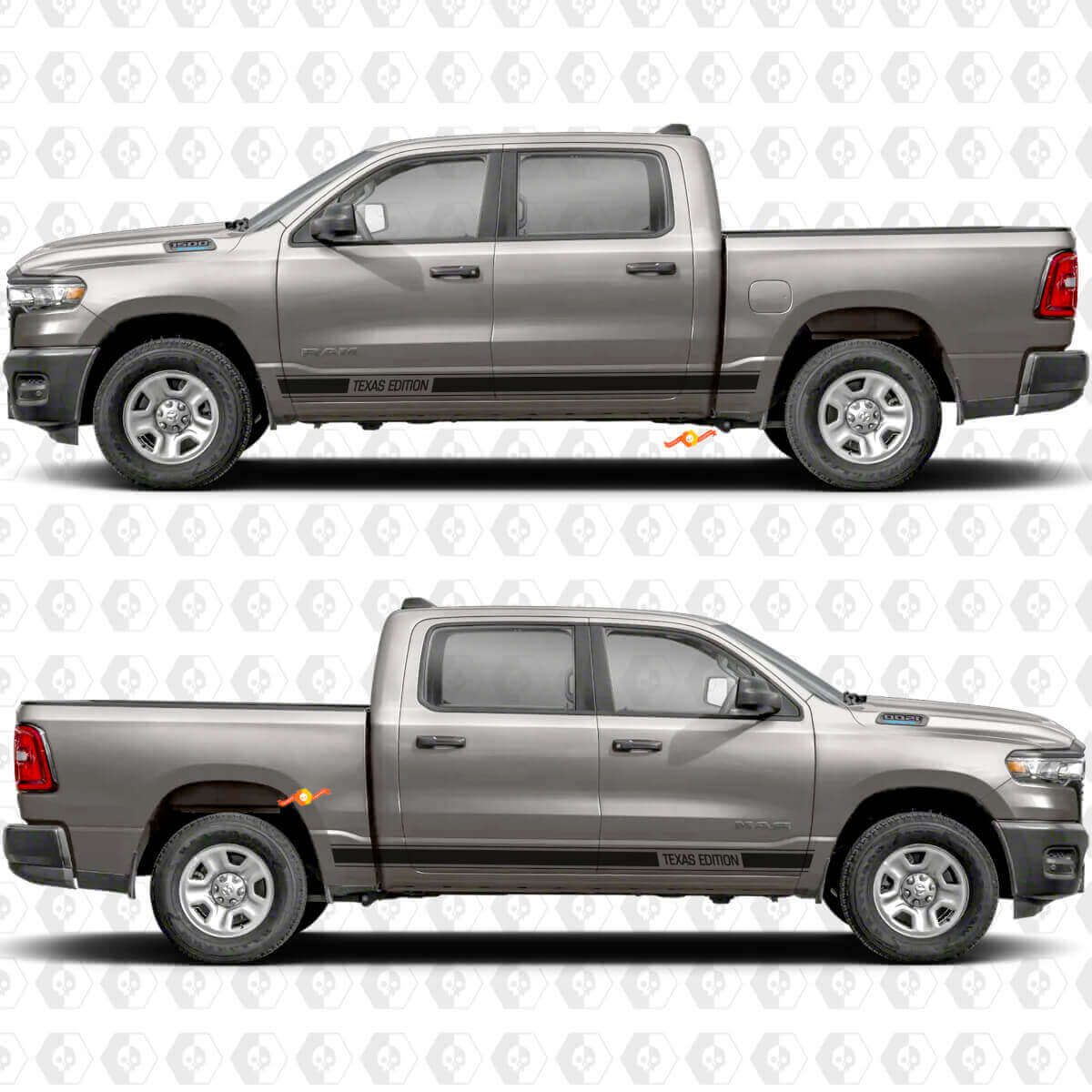Texte personnalisé Performance Bas de caisse Porte Latérale Bandes Autocollants Décalques Graphiques 3 pour Dodge RAM 1500
