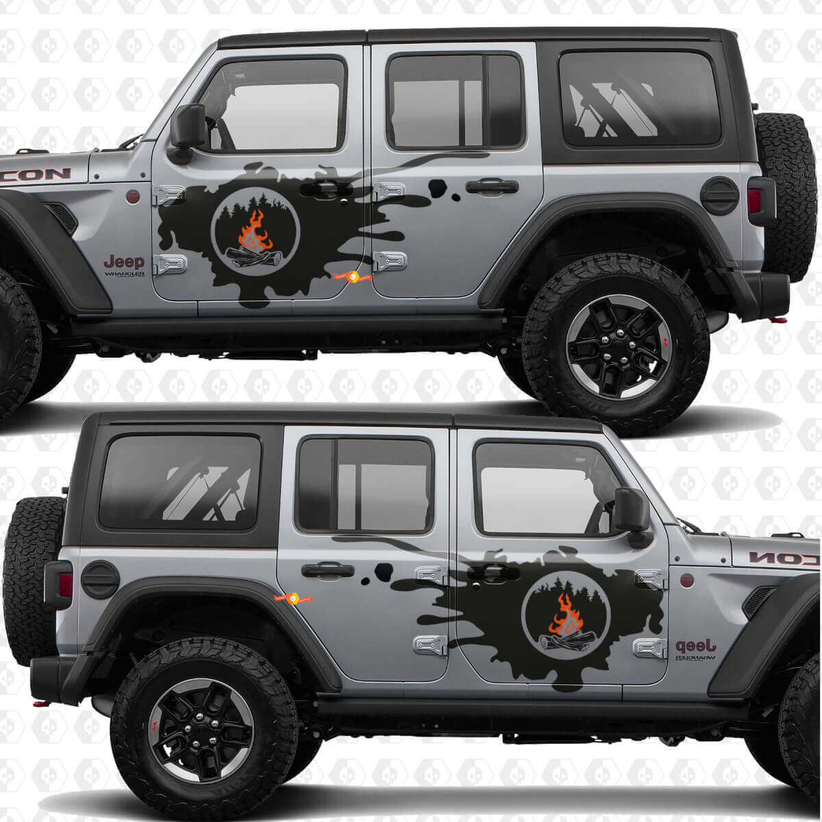 Campfire Side Doors Stripes Vinyl decal sticker fit Jeep Wrangler