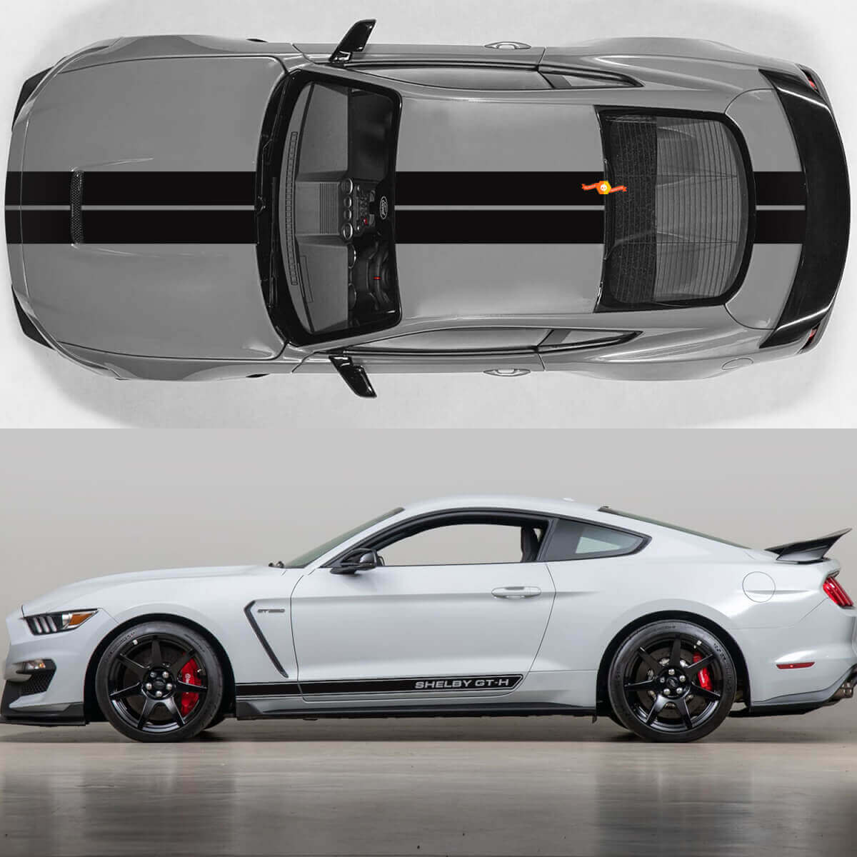 Racing Hood and Side Stripes Vinyl Decal Kit for Musclecar Musclecarmodel GT-H