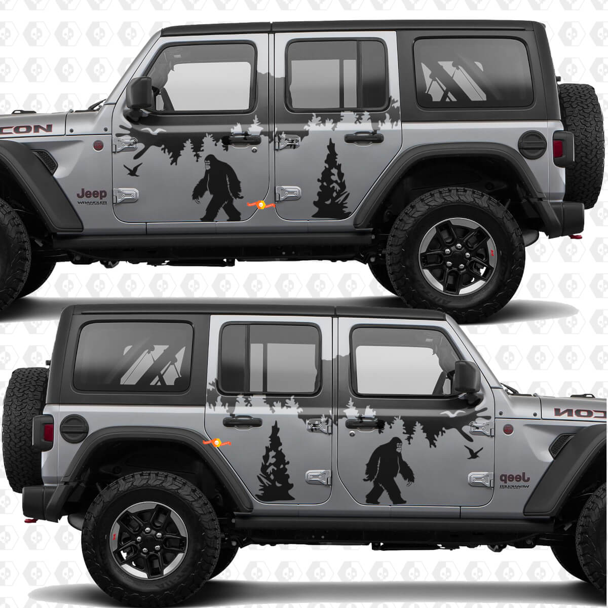 Mountains Nature Yeti Sasquatch Side Doors Stripes Vinyl decal sticker fit Jeep Wrangler
